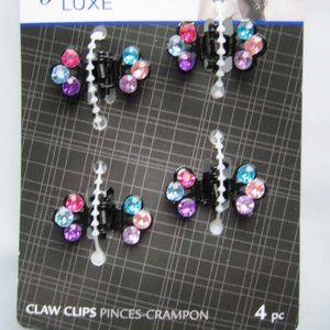 4 Goody Luxe Colorful Gem Mini Butterfly Small Metal Hair Claw Jaw Clips .5 Inch
